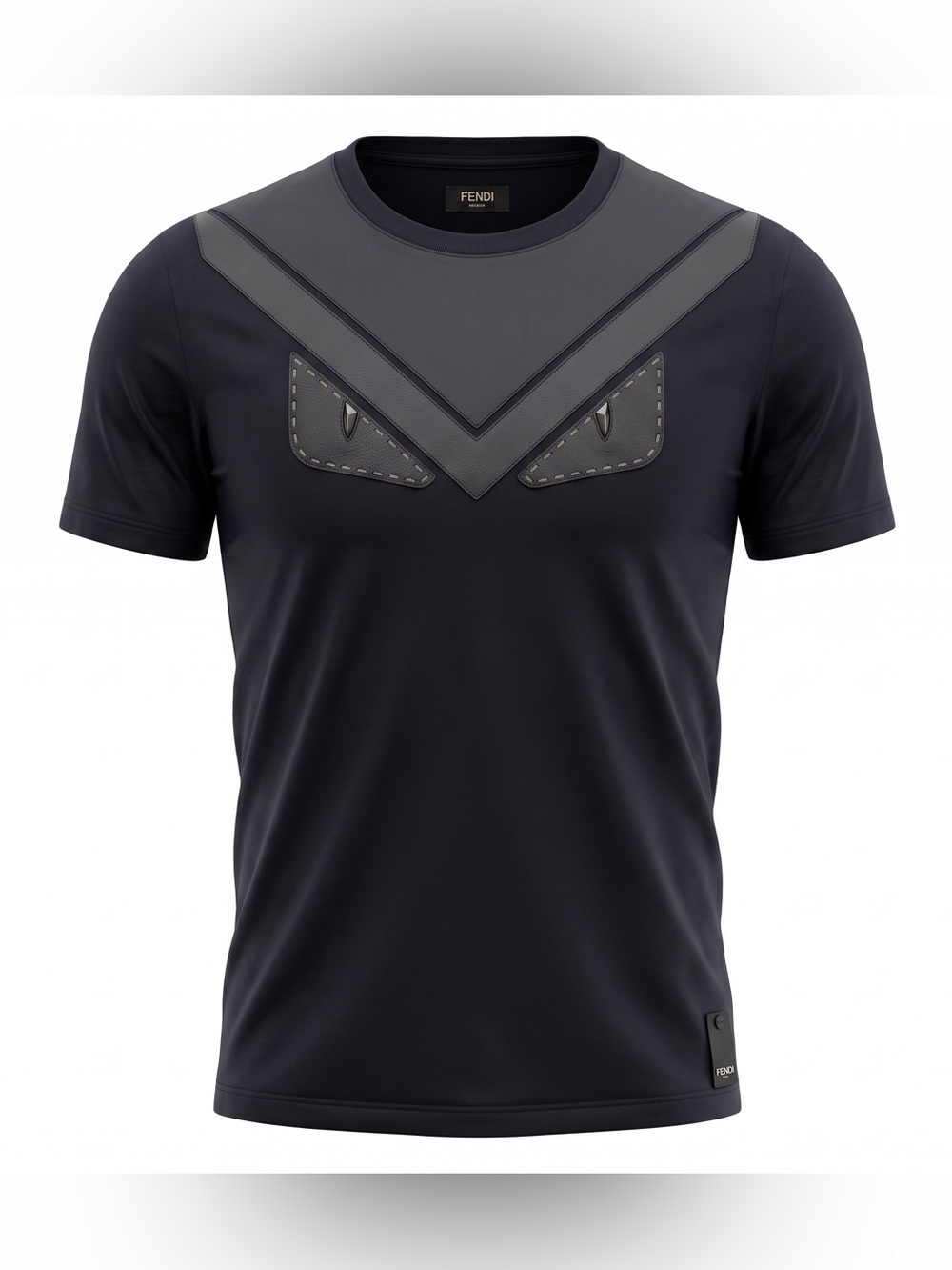 Fendi Men's Bag Bugs Monster Eye Black Short Sleeve Tee